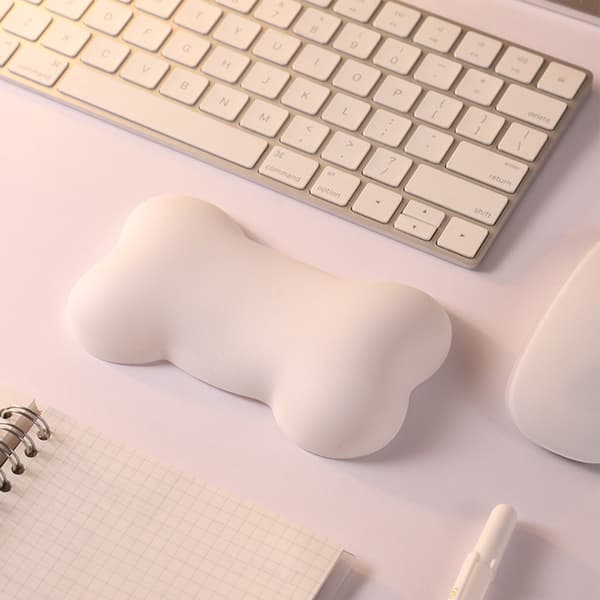Musmatte med håndleddstøtte, vanntett, ergonomisk, hudvennlig, komfortabel, hvit
