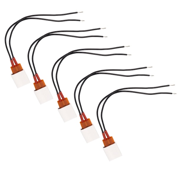 5 stk PTC varmeplade keramisk termostatisk aluminium PTC varmeelement 70℃ sort kabel 12V