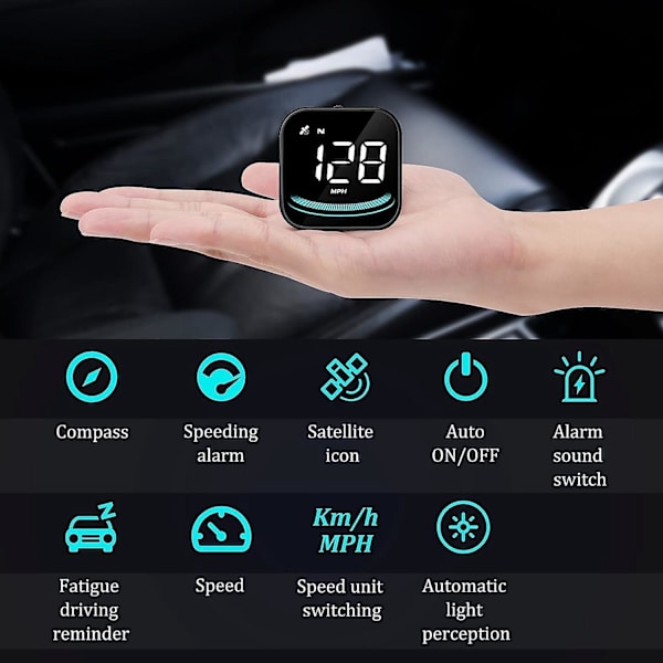 Smart GPS speedometer med overhastighedsalarm og træthedsadvarsel - 2,2' LCD-skærm