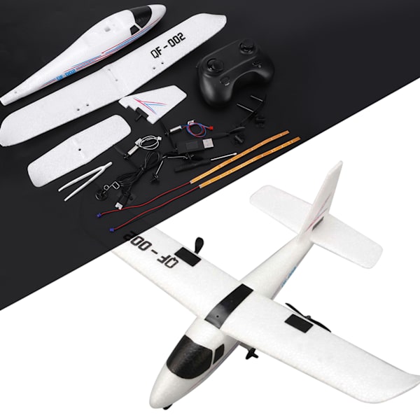DIY Fixed Wing Airplane Svævefly Drop Resistant Fjernbetjening Aircraft RC Plane (Med LED)
