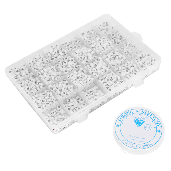 1850 stk 4x7 mm runde akrylperler Bogstavnummer Hjerteperler til smykkefremstilling tidlig uddannelse