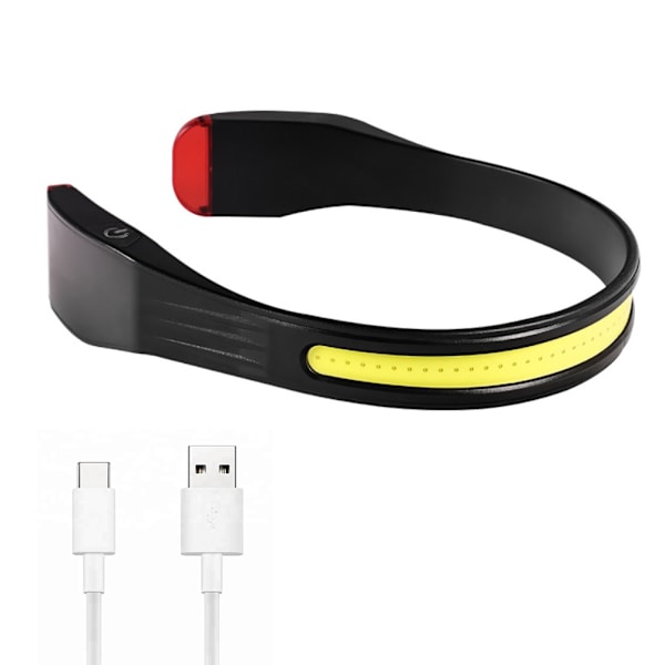 LED-huvudlampa, bärbar USB-uppladdningsbar COB-strålkastare, hängande nacklampa för utomhuslöpning, cykling, fiske, camping