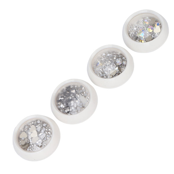 4st Nail art Olika former Rhinestone Glänsande platt bas Nagelprydnad Tillbehör