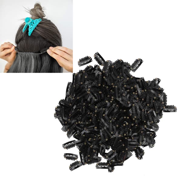 1000 stk. / pose 2.8U Hårklemmer Jern Snap Clips Hår Extensions Parykker Hårklemme Tilbehør (Sort)