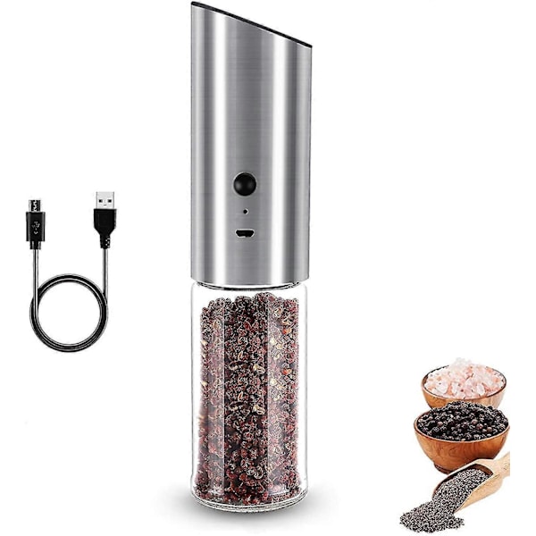 Oppladbar Elektrisk Pepperkvern, Automatisk Gravitasjonsstyrt Salt- og Pepperkvern, USB Oppladbar, Høy Kapasitet Justerbar C