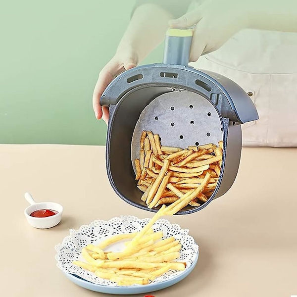 Luftfritöspapper - 200 stycken, 7 tum, perforerat bakplåtspapper (vitt)