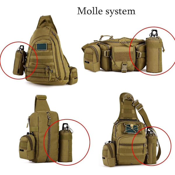 Militær vannflaskepose i nylon for camping, fotturer, sykling, jakt og reiser