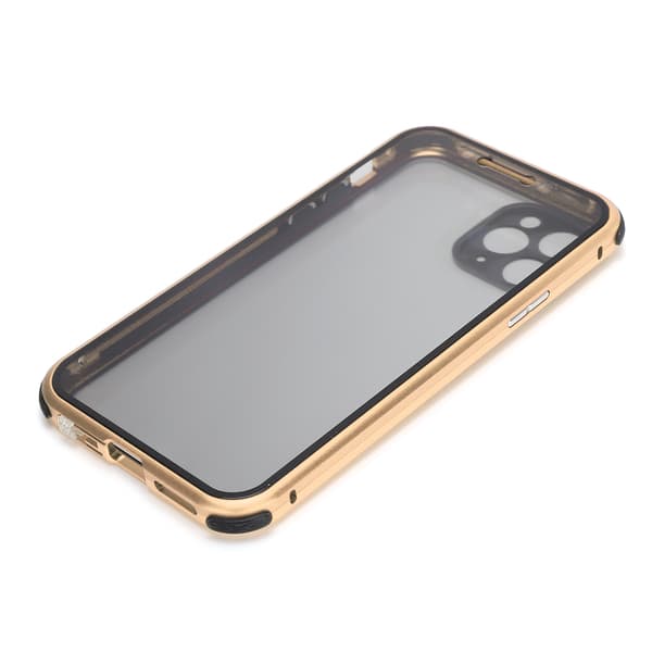 Anti-Peep Magnetisk Adsorption Telefonfodral Fram och Bak Glas Telefonfodral för IPhone 11ProGuld