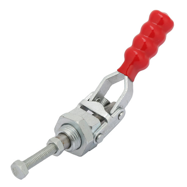 1 ST Galvaniserat järn 10 mm Räckvidd Push/Pull Quick Release Toggle Clamp 100 kg Clamping Force-silver+röd