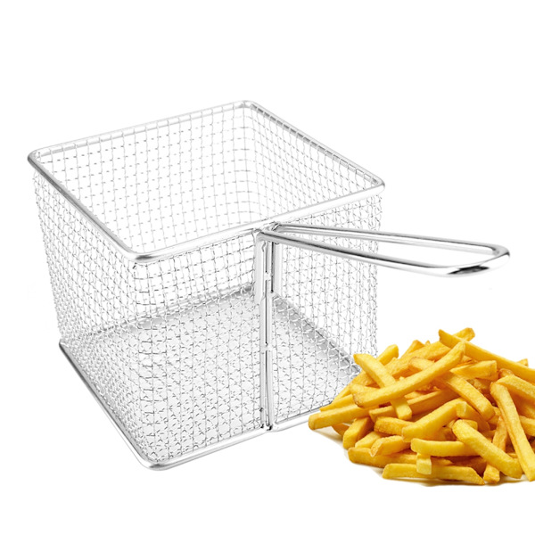 Mini frityrkurv i rustfritt stål for servering av mat, sil for potetmatlaging