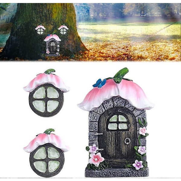 Fe Dør og Vinduer Trædekorationer Selvlysende Have Statuer Plæne Ornament Miniature Fe