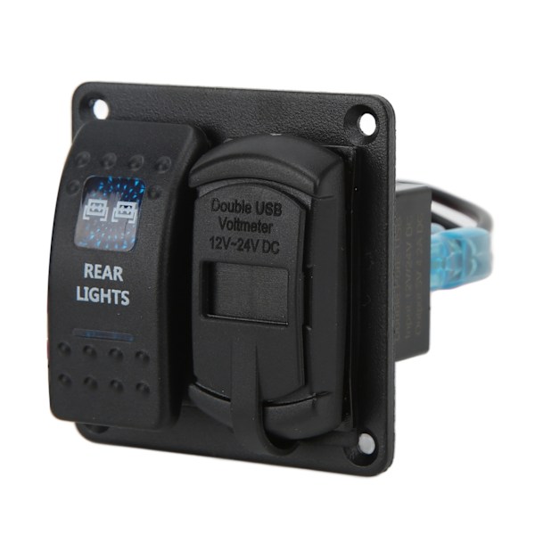 12/24V vippekontaktpanel 2 USB-oplader med digitalt voltmeter til bil RV marinebåd bus