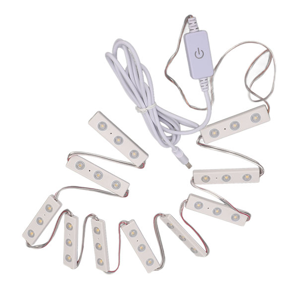 LED-speil lys berørbar hvitt lys USB dimbar forfengelighet sminke lys for bad 10 streng (30 stk lysbrikker)