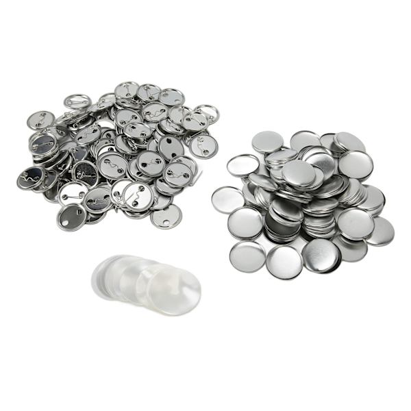 100 Set Blank Knappar Badge-delar Rund Form Rostskydd Lätt att Skriva ut Knappnåls-set för Knapptillverkningsmaskin 32mm/1.3in