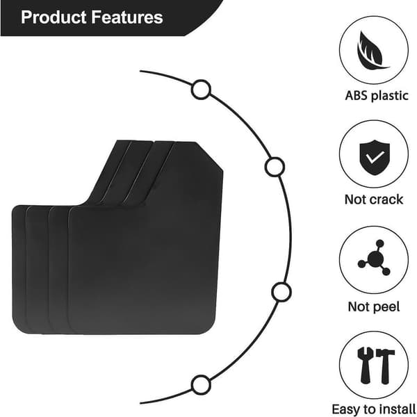 Sæt med 4 universelle stænklapper til bil, pickup, varevogn og lastbil, med skruer.
