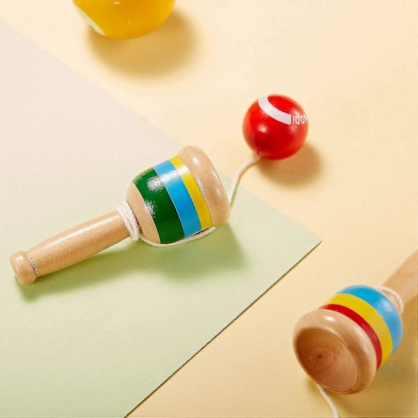 2-delt Jack Games Paddle Ball String Cup og Ball Games Mini Wood Catch Cup, Hånd-øye Koordinat Ball Catch Cup ZD.16