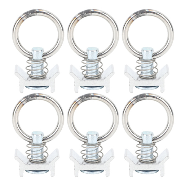6 stk. enkelt studsbeslag L-skinne med rund ring rustfrit stål aluminium lastkontrol studs fastgørelsesbeslag til flyselskabsskinne logistikinstallation