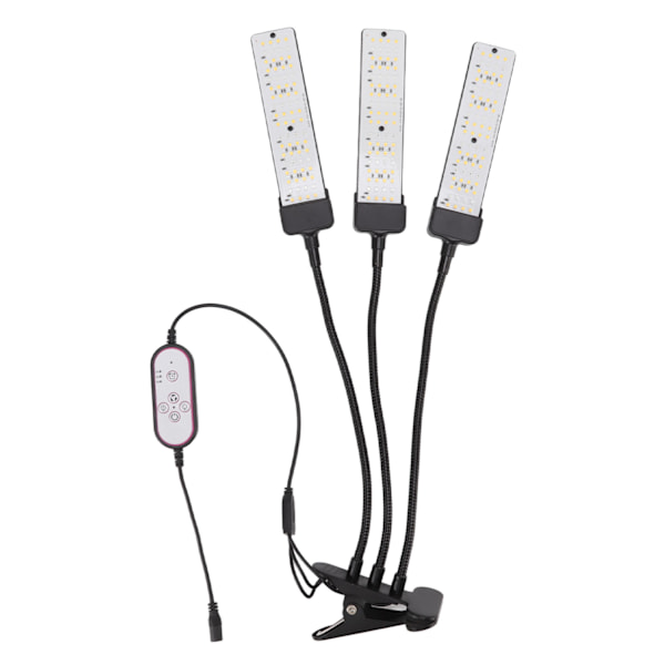 LED-växtlampa klämma designad svanhals fullspektrum tre huvuden med timer för suckulenta växter 100‑240V EU-kontakt