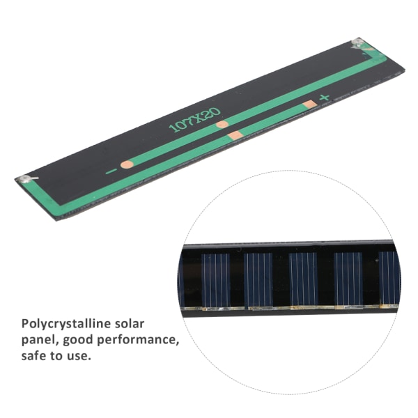 6 stk Utendørs bærbart nødsituasjon polysilisiumkort Solar ladepanel 0,3W 4V Oppladbart 2,4V 3V batteri 107x20MM