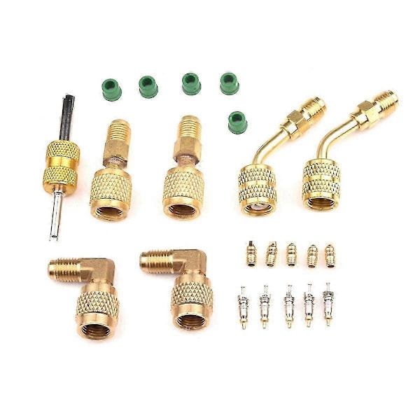 R410 Adapter Kit Metall Mini Split Vakuumpumpe Sett Robust R410 Konverter Kobling 1/4SAE til 5/16SAE Adapter