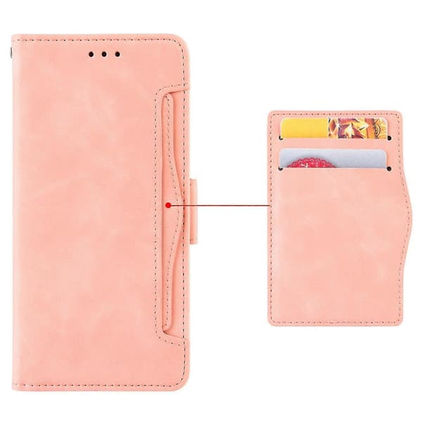 Til HTC U23 Pro 5G PU-læder telefoncover med flere kortpladser og stativpung Pink