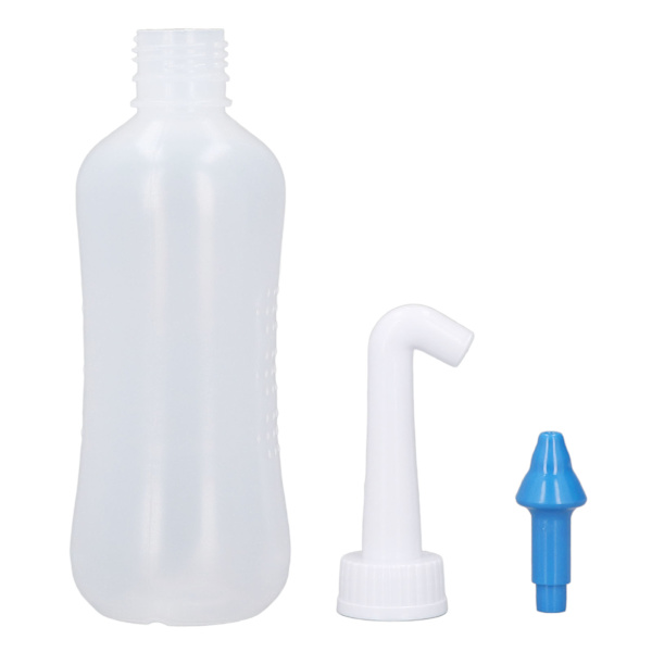 Nenähuuhtelulaite 300 ml, nenähuuhtelupullo kotitalouksille, aikuisille ja lapsille, sininen nenä, jossa yksi reikä