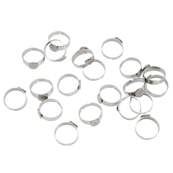 20 st tomma ringar 8 mm justerbar DIY platt ringbas i rostfritt stål för DIY-ringar DIY-smycken