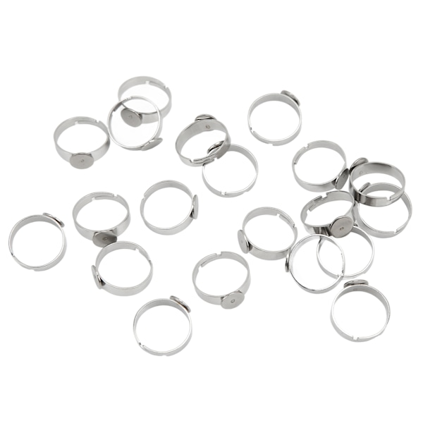 20 STK Tom Ring 8mm Justerbar Rustfritt Stål DIY Flat Ringbase for DIY Ringer DIY Smykker