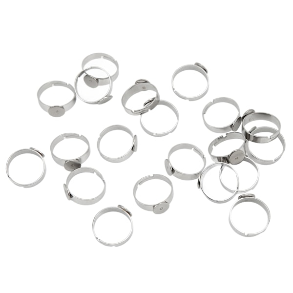 20 stk. tomme ringe 8 mm justerbar rustfrit stål DIY flad ringbase til DIY ringe DIY smykker