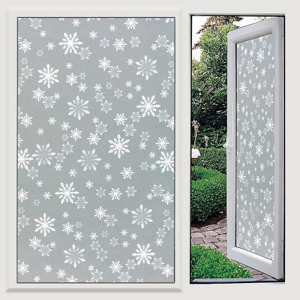 Insynsskyddsfilm för Fönster 30x200cm Självhäftande Fönsterfilm Snöflingemönster Frostat Glasfilm Ogenomskinlig UV-skydd för Kontor Sovrum