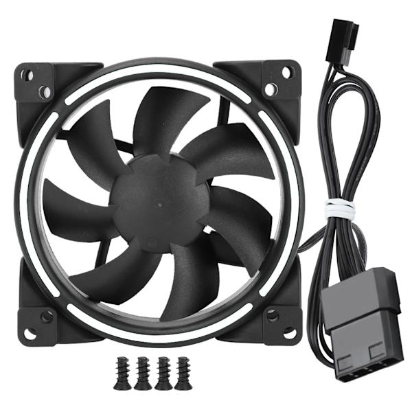 12V 24CFM LED Køleventilator 1500RPM Lydløs CPU-køler Computer Chassis Radiator Hvid