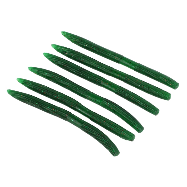 6 st/set Noodle Worm Fiskebete Bite Resistent PVC Mjuk Maggot Daggmåsk Artificial Bait Mörkgrön
