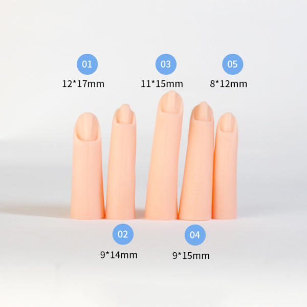 5 st Nail Art Practice Fingers Portable Silikon Fake Practice Fingers för Nail Art Training Display Dekoration