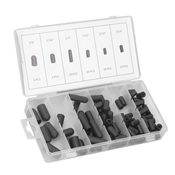 80 st dammsugare hatt plugg sortiment kit gummi hög temperatur resistent läckagesäker dammsugare hatt 5/32in till 3/8in svart
