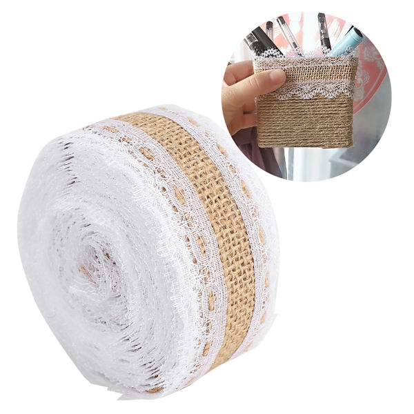 Spetslinneband 5 meter presentförpackningsband kläder sömnad dekoration bälte DIY handgjort hantverk(2 )
