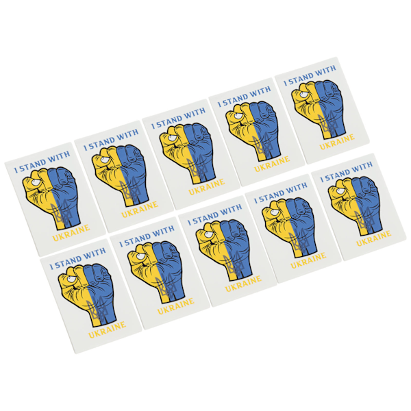 10 kpl PVC-tarraa I Stand with Ukraine -tarra Nystymuoto 8x6cm sisä- ja ulkokoristeluun