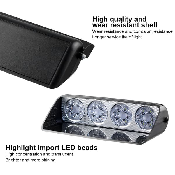 12V 24W 2000LM LED Strobe Nødlys Sugekopp Advarsel Sikkerhetssignallampe (Hvit Gul)