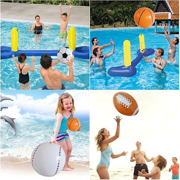 4 kpl puhallettavia rantapalloja 40cm vesipallo puhallettava PVC jalkapallo koripallo baseball jalkapallo rantapallo uima-altaalle rannalle tai koristeeksi