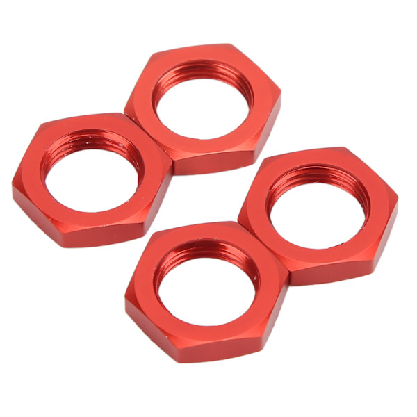 4 st 17 mm aluminiumlegering hjulmutter för 1/8 RC modellbil uppgraderad tillbehör röd