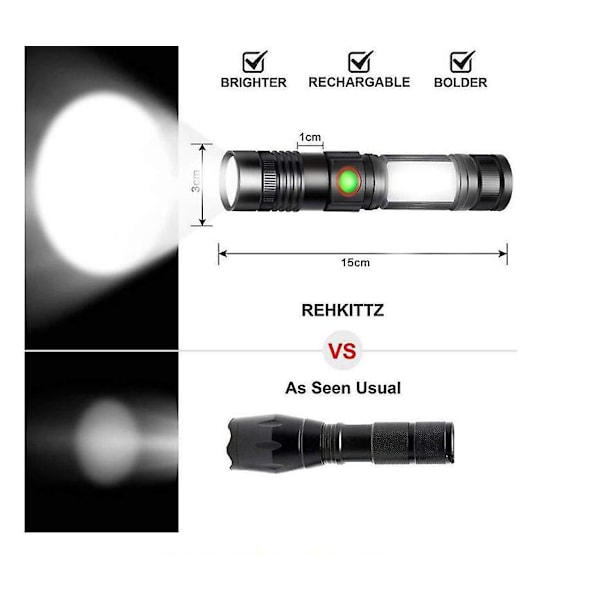 Genopladelig T6 Zoombar Lommelygte