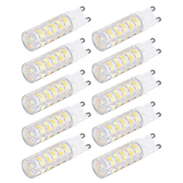 10 stk. G9 220V LED-pære, dæmpbar keramisk LED-pære, erstatter halogenpære til lysekrone G9 7W 64LED