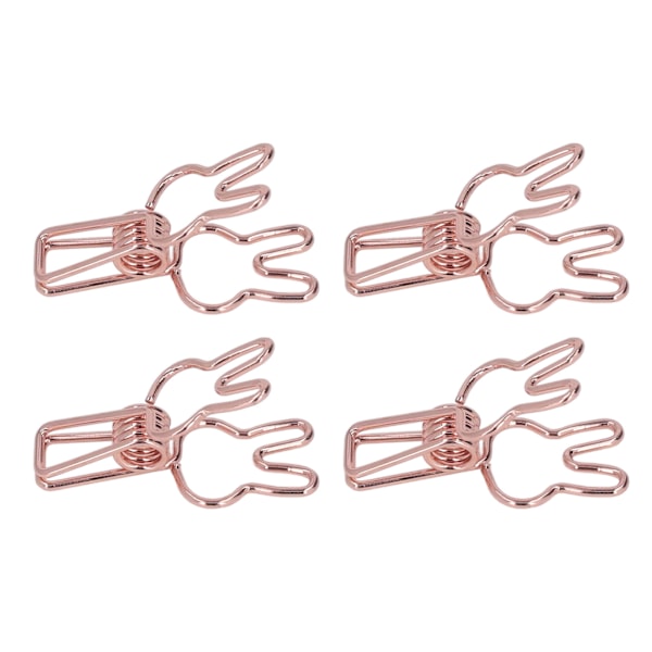 100 st Bunny Binder Clips ihålig söt stark klämning hållbar metall små pappersklämmor för dokument kläder papper roséguld