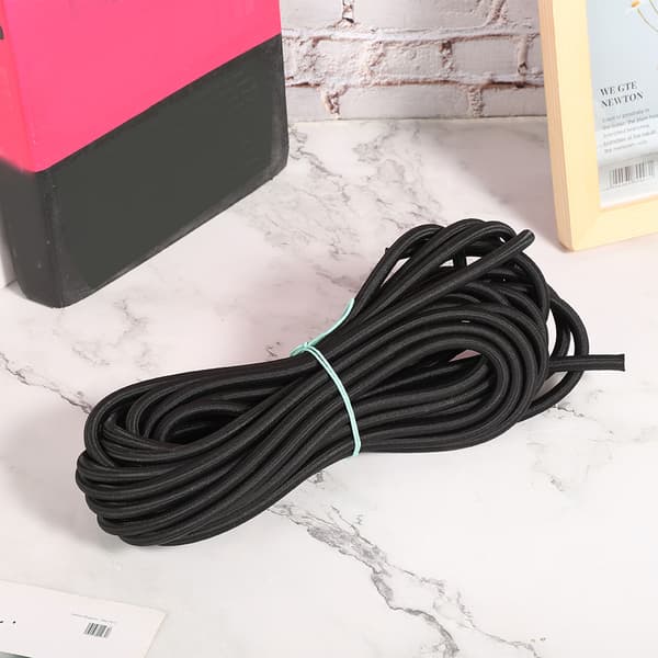 7 mm 10 m / 32,8 fot runt elastiskt rep med stark elasticitet för kläder DIY Svart