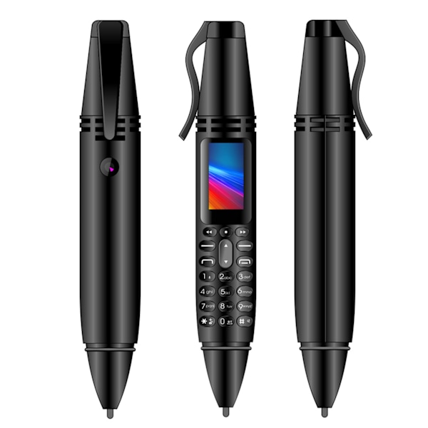 Pen Telefon under 4 tommer Tiny skjerm under 500W PX Slitasjebestandig Multifunksjon ABS Pen Mini Telefon for StudentBlack