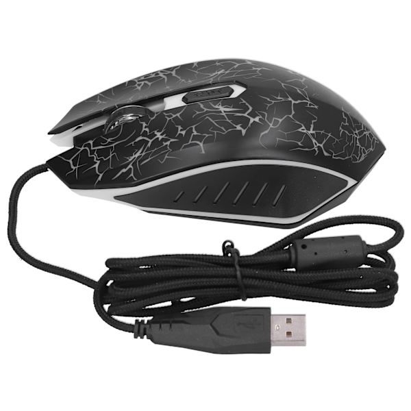Mus med kabel, fargerik, glødende spillmus, USB, ultra presisjon, Internett, datatilbehør (svart)