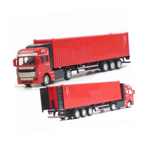 Træk tilbage containerlastbil legetøj høj simulering plast legering containerlastbil model til drenge piger børn gave rød