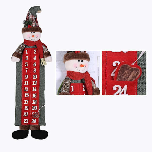 1 stk. Julekalender til børn Nedtælling Julemand Genanvendelig vægdekoration med 24 lommer til at fylde Hængende ornament til hjemmet soveværelse
