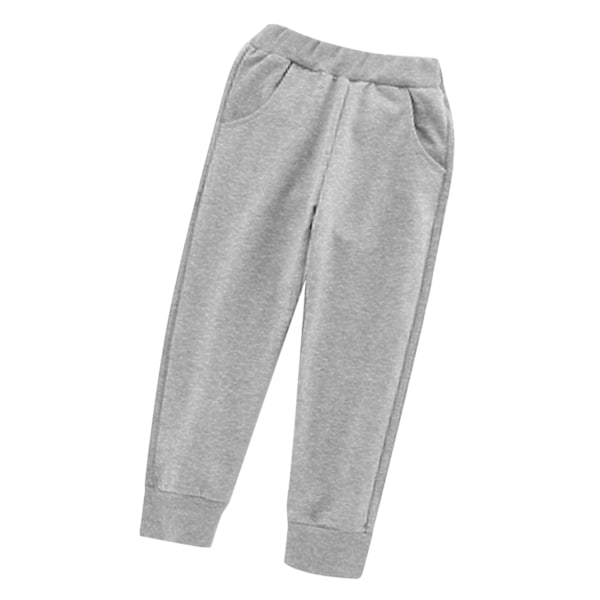 Børne Fleece Sweatpants Elastisk Talje Super Blød Bomuld Casual Varme Fleece Bukser til Udendørs Vinter Grå M