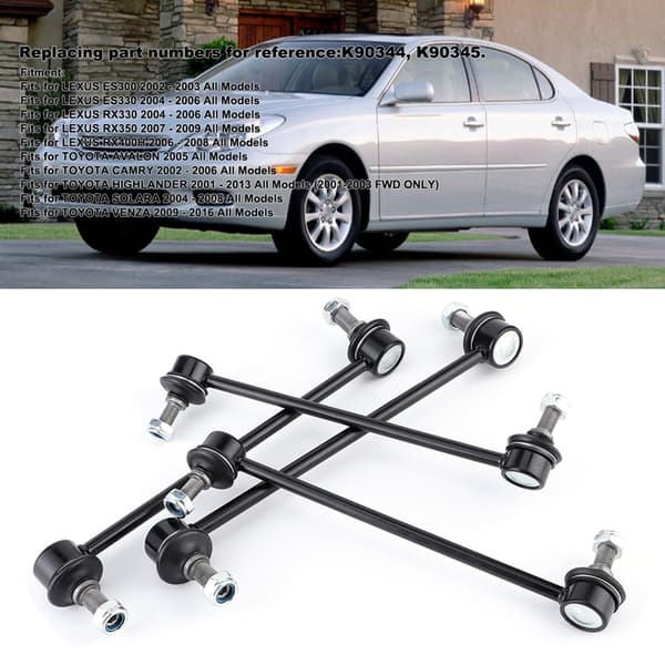 4 stk. Forreste og Bageste Stabilisator Svingstangslænkesæt K90344 Udskiftning Passer til Avalon / Camry / Solara / ES300 / RX330