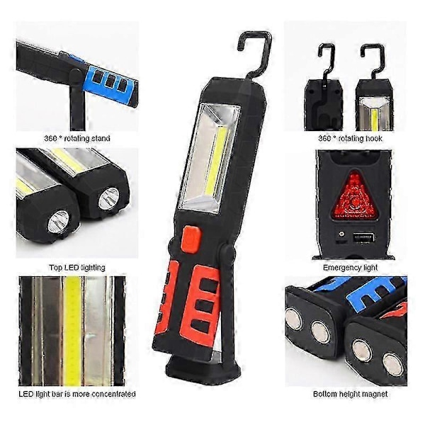 LED COB Håndlygte Genopladelig Magnetisk Arbejdslampe Værksted Inspektionslampe blueB 1 stk